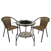 Summer Terrace Brava Fire Pit Tall with Set of 2 San Remo Chairs