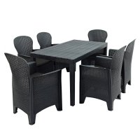 Trabella Roma Rectangular Table with 6 Sicily Chairs -Anthracite