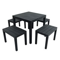 Trabella Roma Square Table with 4 Roma Bench Seats - Anthracite