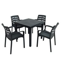 Trabella Roma Square Table with 4 Siena Chairs - Anthracite