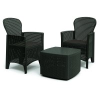 Trabella Sicily Side Table with 2 Sicily Chairs - Anthracite