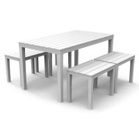 Trabella Roma Rectangular Table with 4 Roma Bench Seats - White