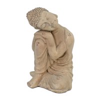 Solstice Sculptures Buddha Crouching 37cm -Weathered StoneEffect