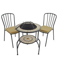 Summer Terrace Brava Fire Pit Tall with Set of 2 Milan Chairs