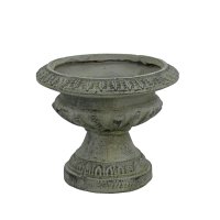 Solstice Sculptures Fluted Urn Low 28cm in Verdigris Effect