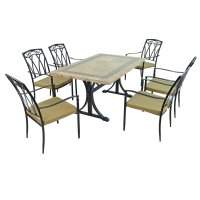 Byron Manor Charleston Dining Table with Set of 6 Ascot Chairs