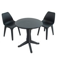 Trabella Levante Dining Table with 2 Eolo Chairs -Anthracite