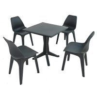 Trabella Ponente Dining Table with 4 Eolo Chairs -Anthracite