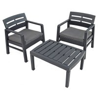 Trabella Venice Coffee Table & Chairs Set - Anthracite