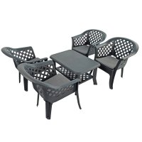 Trabella Savona Coffee Table with 4 Savona Chairs -Anthracite