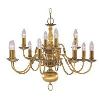 Searchlight Flemish 12 Light Pendant Antique Brass