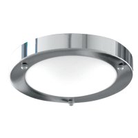 Searchlight Dublin Bathroom Flush Ip44 31Cm Chrome Domed Wht Glass