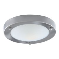 Searchlight Dublin Bathroom Flush Ip44 1Lt-31Cm Sat/Silver Domed Wht Glass