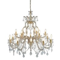 Searchlight Marie Therese 18Lt Chandelier, Polished Brass, Clear Crystal