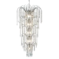 Searchlight Waterfall 13 Light Tier Chandelier Chrome & Clear Crystal