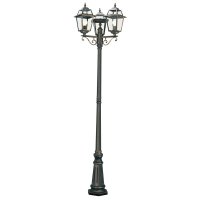 Searchlight New Orleans-3Lt Outdoor Post(Height 230Cm)Black Gold,Clear Glass