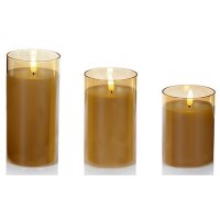 Premier Decorations FlickaBrights Glass Cup Candles (Set of 3) - Rose Gold