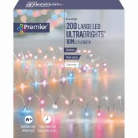 Premier Decorations UltraBrights Multi-Action 200 Large LED on Green Wire - Rainbow