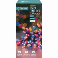 Premier Decorations Timelights Battery Operated Multi-Action 24 LED with Green Cable - Rainbow