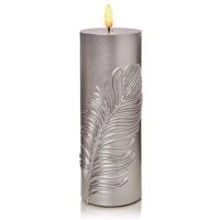 Premier Decorations FlickaBright Candle with Feather 19cm - Slvr