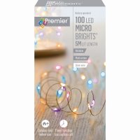 Premier Decorations MicroBrights Battery Operated Multi-Action Lights with Timer 100 LED on Silver Wire - Rainbow