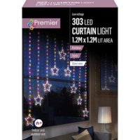 Premier Decorations 1.2 x 1.2M Star V Curtain with 303 LED - Rainbow