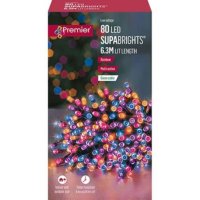Premier Decorations SupaBrights Multi-Action 80 LED with Green Cable - Rainbow