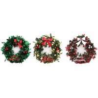 Festive Wonderland Baubles & Bow Tinsel Wreath - Assorted