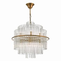 Lukas 13 Light Pendant Brushed Antique Gold And Glear Glass