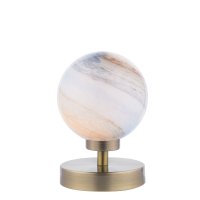 Dar Esben Touch Table Lamp Antique Brass with Planet Glass