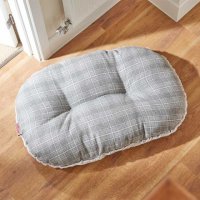 Zoon Grey Plaid Oval Cushion Medium