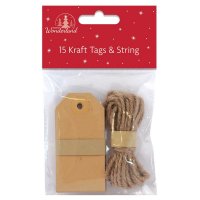 Festive Wonderland Kraft Tags & String (Pack of 15)