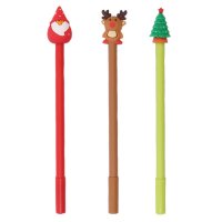 Festive Wonderland Christmas Novelty Pen with Rubber Topper - Assorted