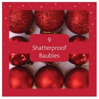 Festive Wonderland Shatterproof Baubles (Pack of 9) - Red