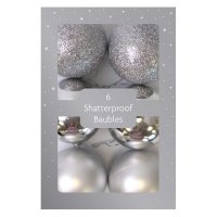 Festive Wonderland Shatterproof Baubles (Pack of 6) - Silver