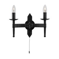 Searchlight Cartwheel II 2 Light Wall Bracket Wrought Iron Black