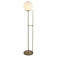 Searchlight Sphere Floor Lamp Antique Brass Opal White Glass Shade