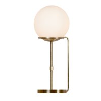 Searchlight Sphere Table Lamp, Antique Brass, Opal White Glass Shades