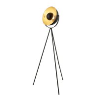 Searchlight Blink 1Lt Tripod Floor Lamp, Matt Black With Gold Shade Interior
