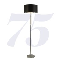 Searchlight Kylie Chrome/Glass Floor Lamp With Black Shade Silver Inner