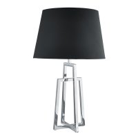 Searchlight York Table Lamp Crossed Frame Chrome Black Tapered Shade