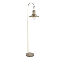 Searchlight Fisherman Floor Lamp Antique Brass & Clear Glass Shade