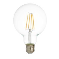 Pack Of 5 Led Filament Globe Lamp (95Mm) Clear Glass, E27 6W,