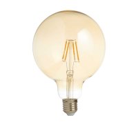 Pack Of 5 Led Filament Globe Lamp (125Mm) Amber Glass, E27 6W,