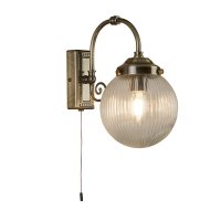 Searchlight Belvue 1Lt Bathroom Ip44 Wall Light,Clear Globe Shade,Antique Brass