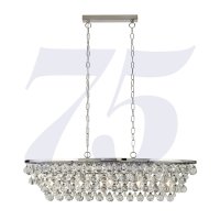 Searchlight Michelle 5 Light Chrome Oval Pendant With Rain Drop Glass Balls