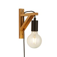 Searchlight Woody Wall Light, Black And Ash Wood