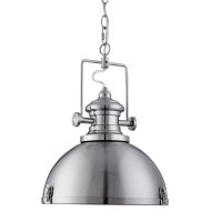 Searchlight Louisiana Industrial Pendant Satin Silver Clear Lens