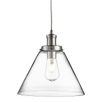 Searchlight Pyramid Pendant Chrome Clear Pyramid Glass Shade