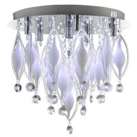 Searchlight Spindle-Remote Controlled 6 Light Flush Ceiling Chrome with Clear/White Glass Deco